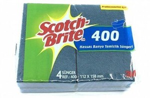 Scotch Brite 400 Hassas Banyo Temizlik Süngeri, Mavi 4\'lü