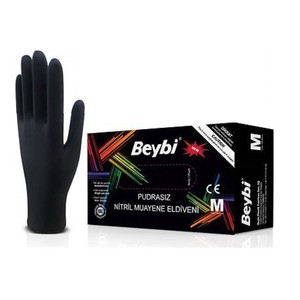 Beybi Pudrasız Nitril Siyah Eldiven 100 lü - M