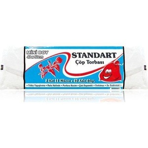 Kazanç Standart Mini Boy Çöp Torbası 40x50cm (50 Adet) Beyaz