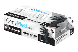 Coremed Siyah Nitril Muayene Eldiveni 100lü Large