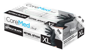 Coremed Siyah Nitril Muayene Eldiveni 100lü X-Large