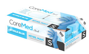 Coremed Mavi Nitril Muayene Eldiveni 100lü Small