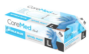 Coremed Mavi Nitril Muayene Eldiveni 100lü Large