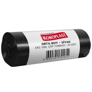 Koroplast Eko Endüstriyel Orta Boy Çöp Torbası 55x60cm Siyah (50 Adet)