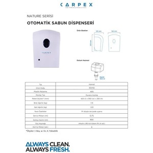  Carpex Sensörlü Otomatik Kartuşlu Köpük Dispenseri